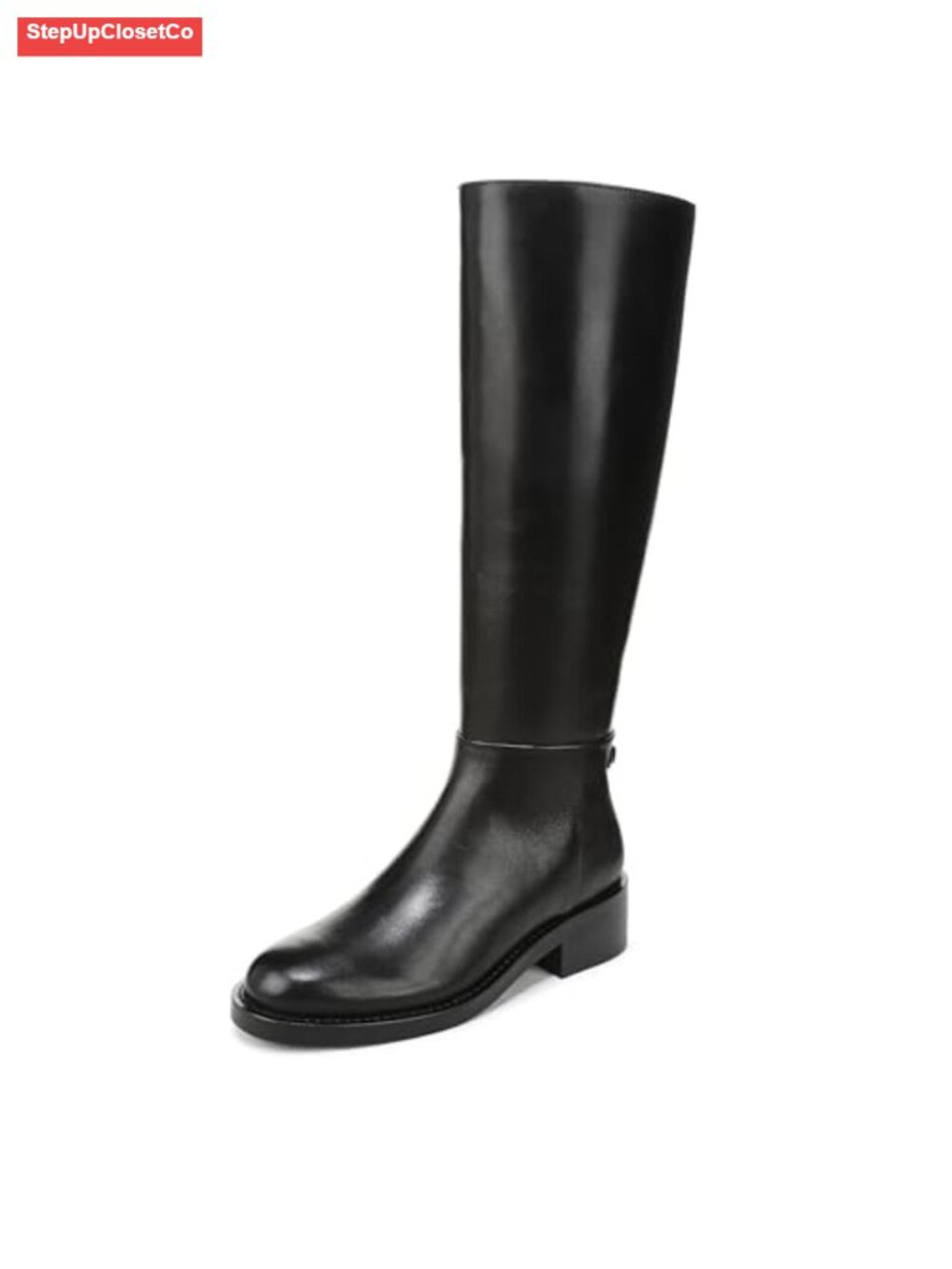 Knee-High Equestrian Boots with Block Heel, Leather